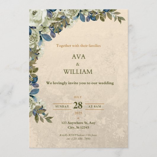A luxurious and stylish wedding invitation  kaart (Voorkant)