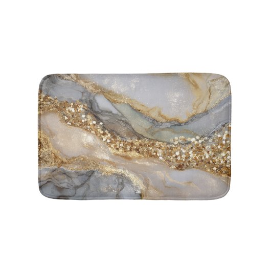 A luxurious gold and white marble background badmat (Voorkant)