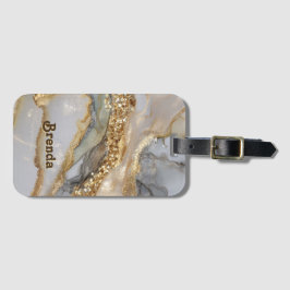 A luxurious gold and white marble background bagagelabel