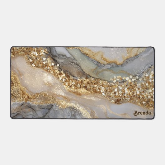 A luxurious gold and white marble background bureaumat (Voorkant)