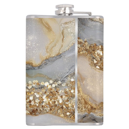 A luxurious gold and white marble background heupfles (Achterkant)