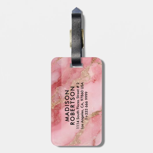 A luxurious pink marble background bagagelabel (Achterkant verticaal)