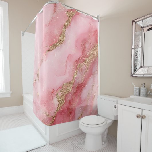 A luxurious pink marble background douchegordijn (In situ)