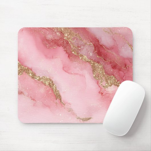 A luxurious pink marble background muismat (Met muis)