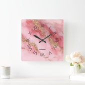 A luxurious pink marble background vierkante klok (Huis)