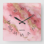 A luxurious pink marble background vierkante klok (Voorkant)