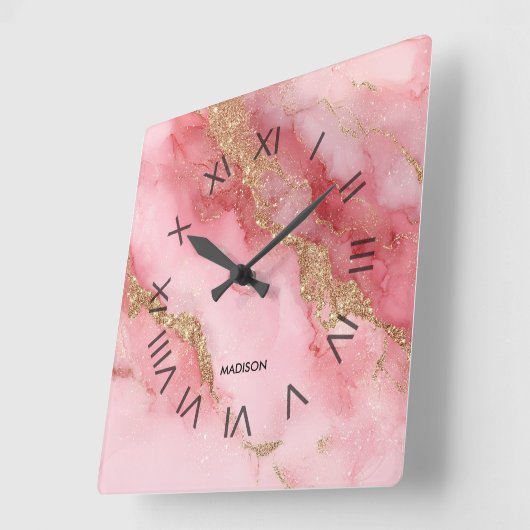 A luxurious pink marble background vierkante klok (Hoek)
