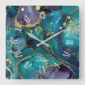 A luxurious rose-gold marble background square wal vierkante klok (Voorkant)