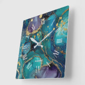 A luxurious rose-gold marble background square wal vierkante klok (Hoek)