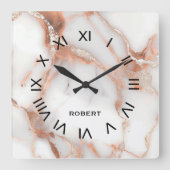 A luxurious rose-gold marble background vierkante klok (Voorkant)