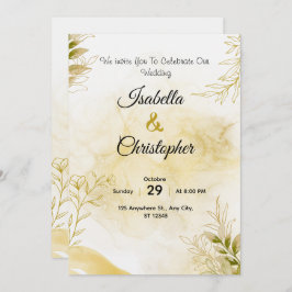 A luxurious wedding invitation in elegant gold kaart