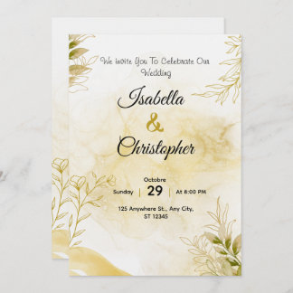 A luxurious wedding invitation in elegant gold kaart