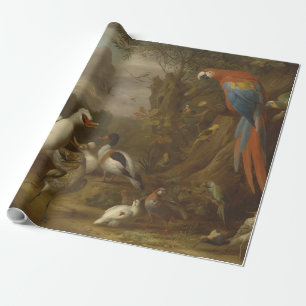 A Macaw Ducks Parrots and Other Birds in a Landsca Cadeaupapier