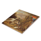 A Macaw, Ducks, Parrots en andere vogels in de dee Tegeltje (Zijkant)