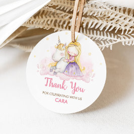 A Magical Day Unicorn Birthday Party Round Bedankjes Labels