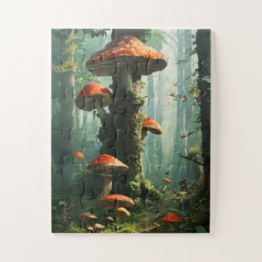 a magical forest, mushrooms, a mystical forest, to legpuzzel (Verticaal)