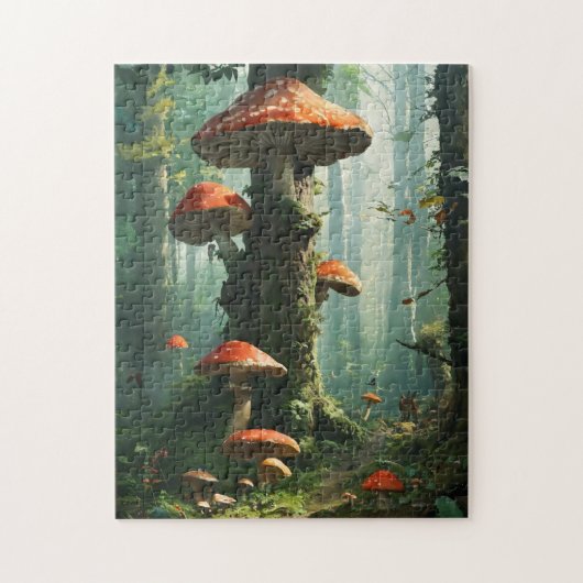 a magical forest, mushrooms, a mystical forest, to legpuzzel (Verticaal)