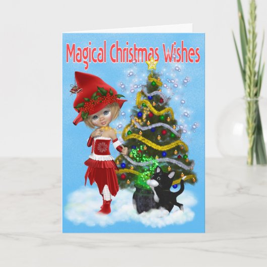 A Magical Witch`s Christmas. christmas card Feestdagen Kaart (Voorkant)
