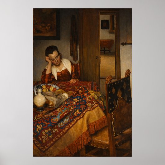 A maid asleep by Johannes Vermeer  Poster (Voorkant)