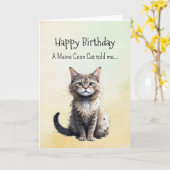A Maine Coon Cat Personality Birthday Fun Animal Kaart (Gele Bloem)