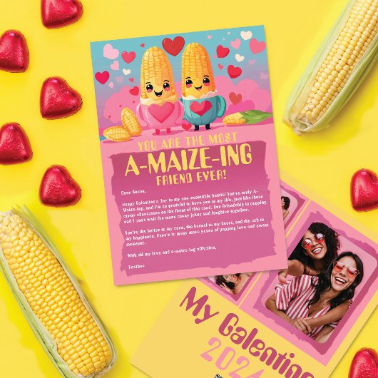 A-Maize-ing Vriend: Corny Foto Galentine's Day Feestdagenkaart