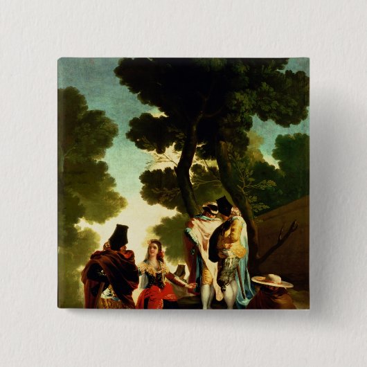 A Maja and Gallants, 1777 Vierkante Button 5,1 Cm (Voorkant)