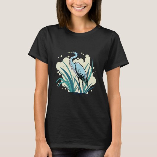 A Majestic Blue Heron Stands Tall In A Vibrant Nat T-shirt (Voorkant)