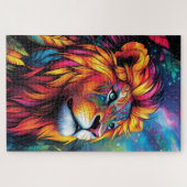 A majestic lion with a neon mane glowing legpuzzel (Horizontaal)