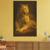 A majestic roaring white tiger captured in a luxur canvas afdruk (Insitu (Woonkamer))