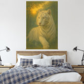 A majestic white tiger painted in premium fine-art canvas afdruk (Insitu (Slaapkamer))