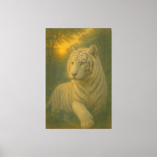A majestic white tiger painted in premium fine-art canvas afdruk (Voorkant)