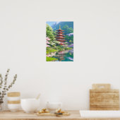 A Majestic Wooden Pagoda Poster (Keuken)