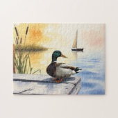 A Mallard rests on the dock Legpuzzel (Horizontaal)