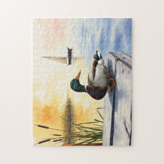 A Mallard rests on the dock Legpuzzel (Verticaal)