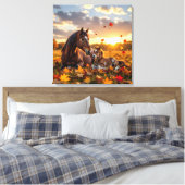 A Mama Horse and her Foal in Autumn Canvas Afdruk (Insitu (Slaapkamer))