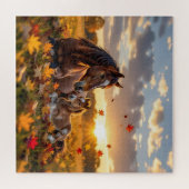 A Mama Horse and her Foal in Autumn Legpuzzel (Horizontaal)
