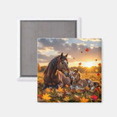 A Mama Horse and her Foal in Autumn Magneet (Voorkant / Achterkant)
