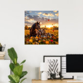 A Mama Horse and her Foal in Autumn Poster (Thuiskantoor)