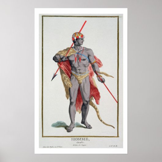 A Man uit het Caribisch gebied, 1780 (gekleurd) Poster (Voorkant)