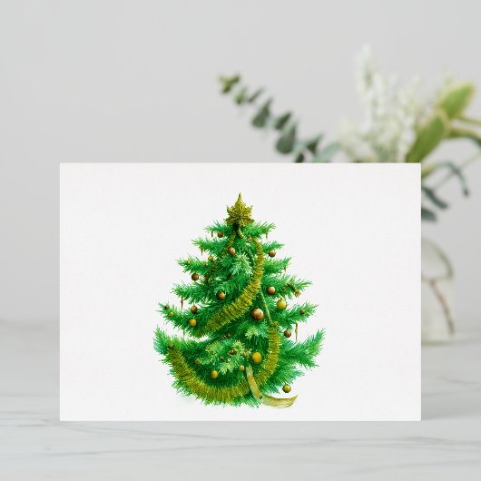 A Mandelbrot Christas Tree With Red & Green Bulbs Folie Uitnodiging (Staand Voorkant)