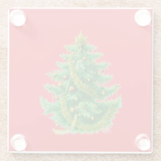 A Mandelbrot Christas Tree With Red & Green Bulbs Glazen Onderzetter (Achterkant)