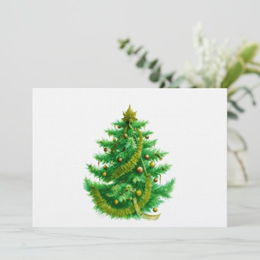 A Mandelbrot Christas Tree With Red & Green Bulbs Kaart (Staand voorkant)