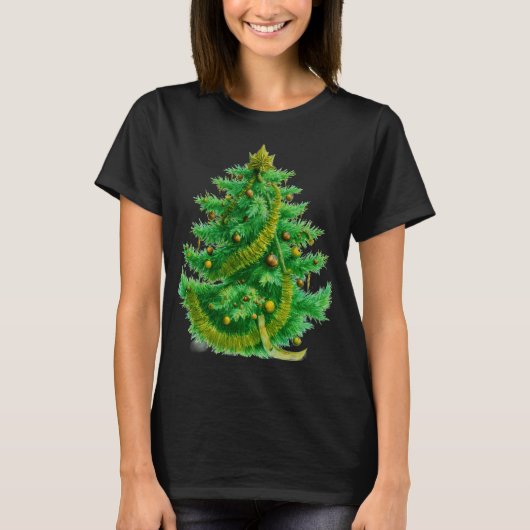 A Mandelbrot Christas Tree With Red & Green Bulbs T-shirt (Voorkant)