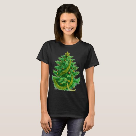 A Mandelbrot Christas Tree With Red & Green Bulbs T-shirt (Voorkant volledig)