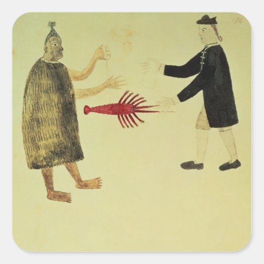 A Maori blaast de krayvis Vierkante Sticker (Voorkant)