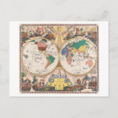 A map of the world (1682) by John Playford. Briefkaart (Voorkant)