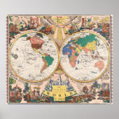 A map of the world (1682) by John Playford. Poster (Voorkant)