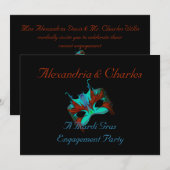 "A Mardi Gras Engagement Party" - Turquoise/Oranje Kaart (Voorkant / Achterkant)