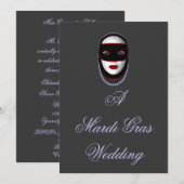 "A Mardi Gras Wedding" kralen masker-zwart/rood/bl Kaart (Voorkant / Achterkant)