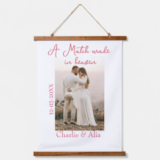 A match made in heaven photo wedding pink name sim hangend wandkleed